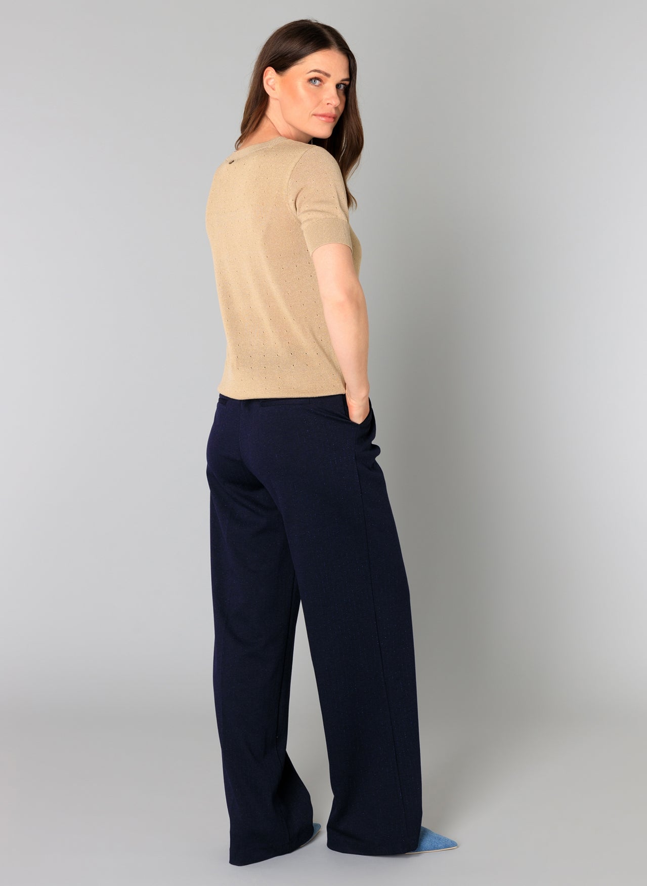 Yest blazer donker blauw met lurex draad model Bailey dark navy
