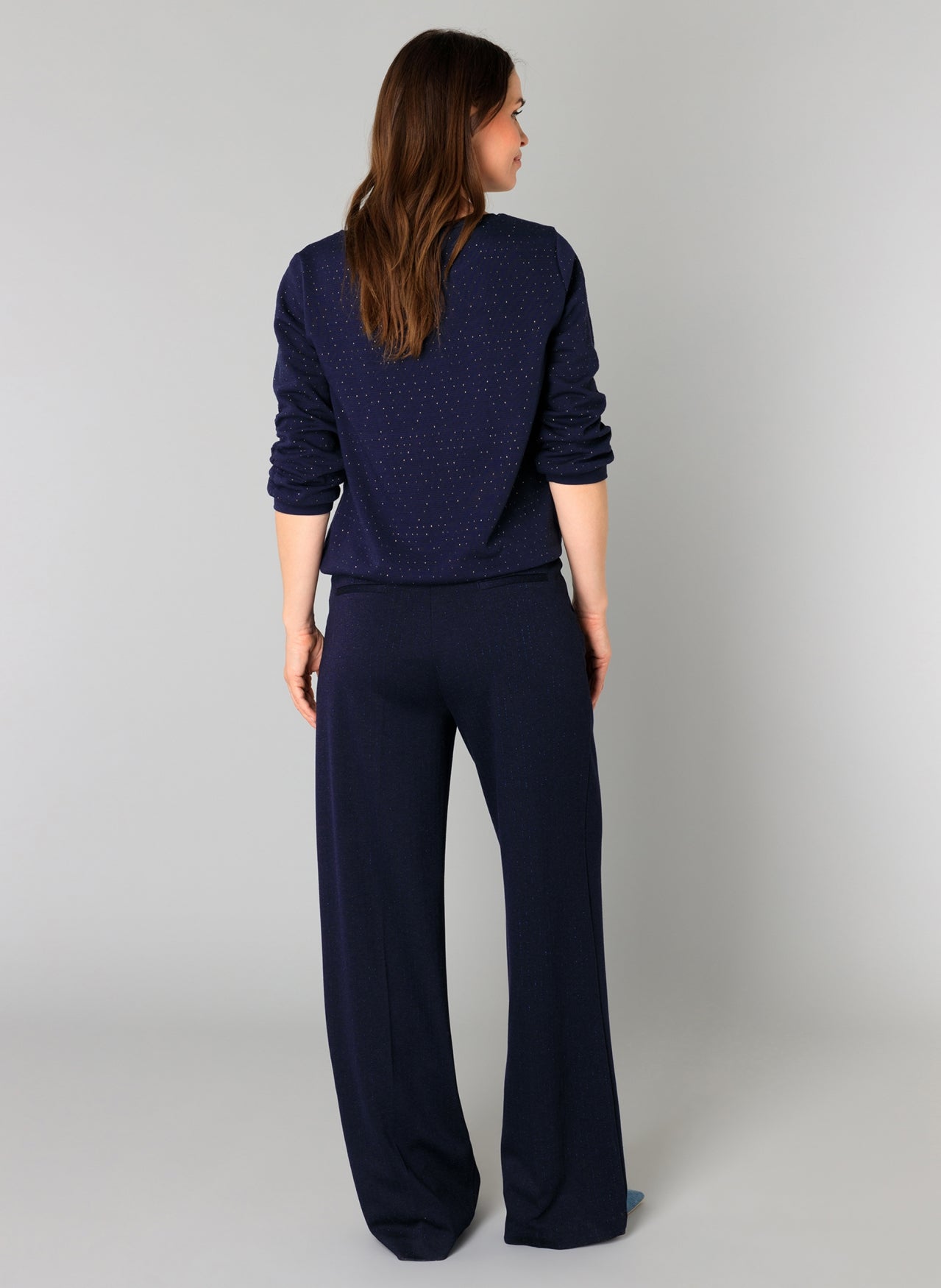 Yest shirt donkerblauw met glitter draadje model Olvin Essential dark navy