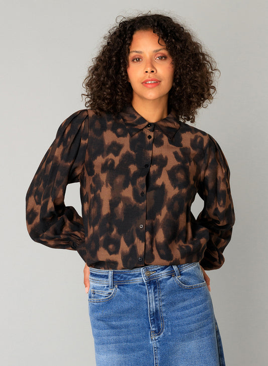 Yest blouse panter print bruin model Colette