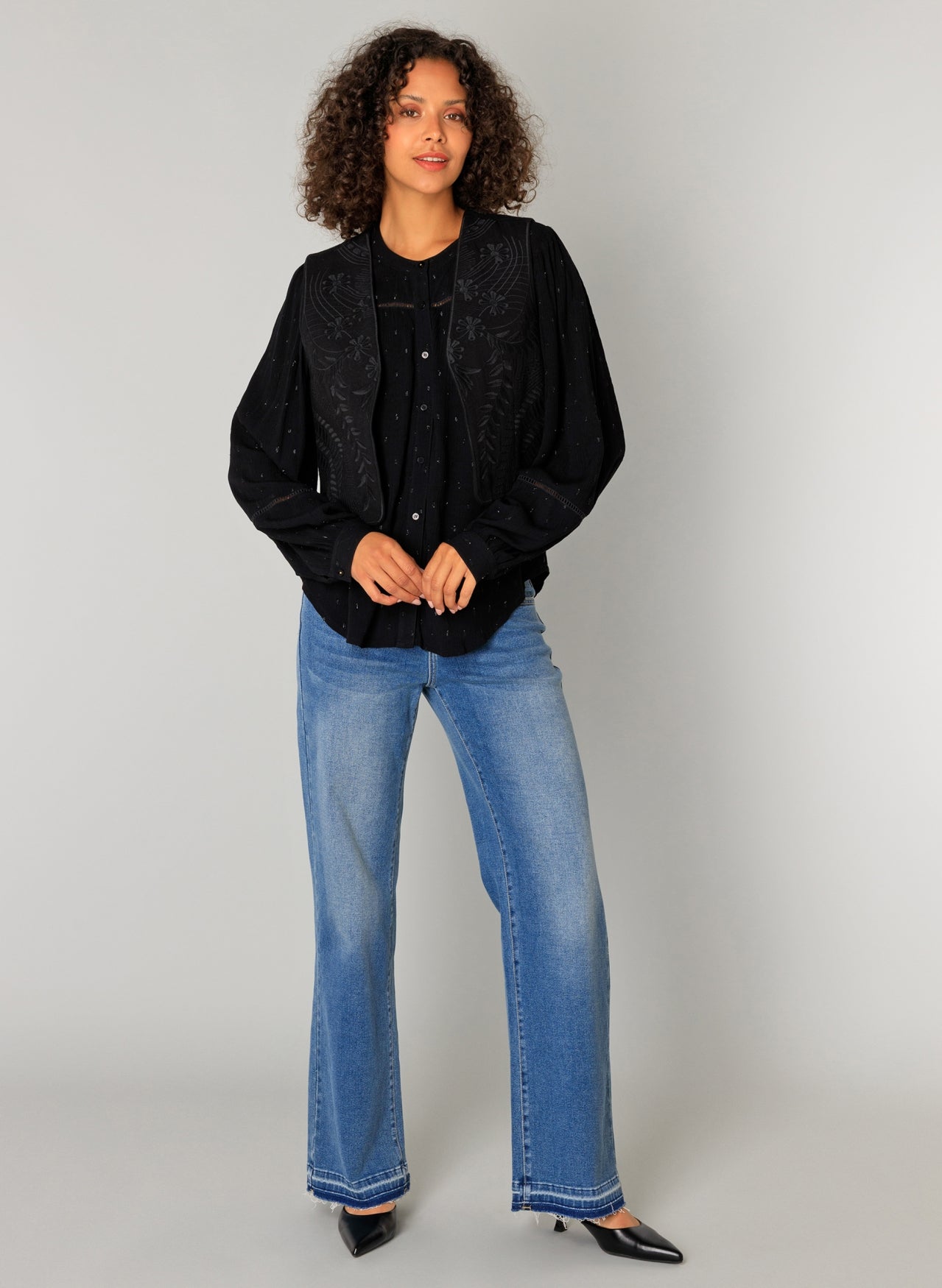 Yest blouse zwart met lurex model Cybil