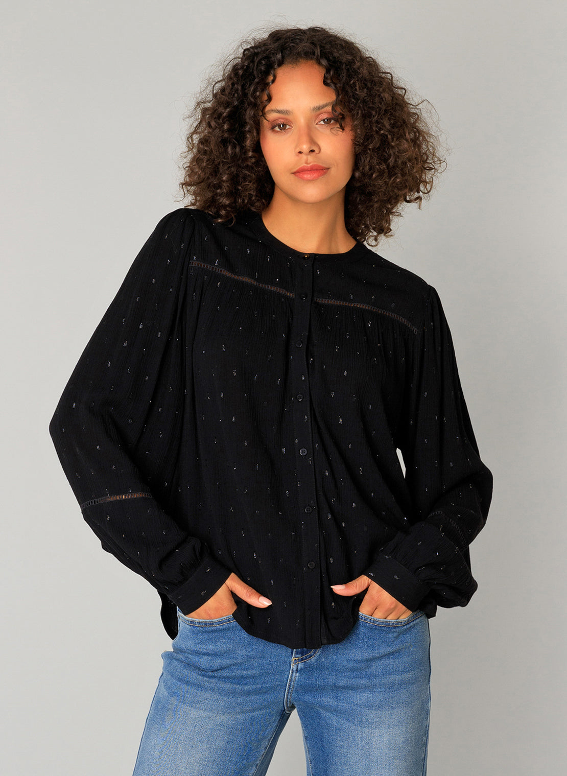 Yest blouse zwart met lurex model Cybil