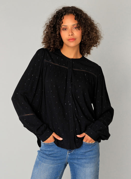 Yest blouse zwart met lurex model Cybil