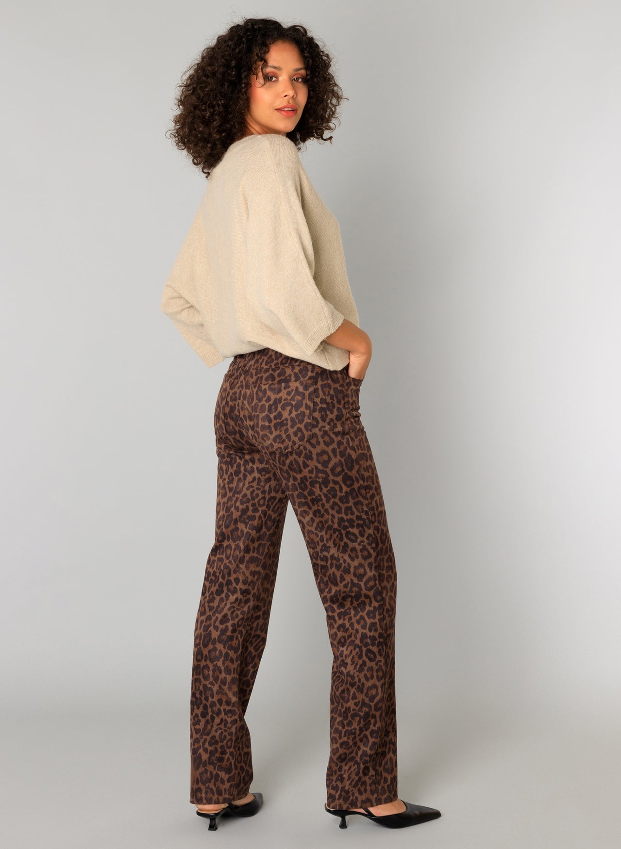 Yest broek panter print bruin model Constance leopard multi