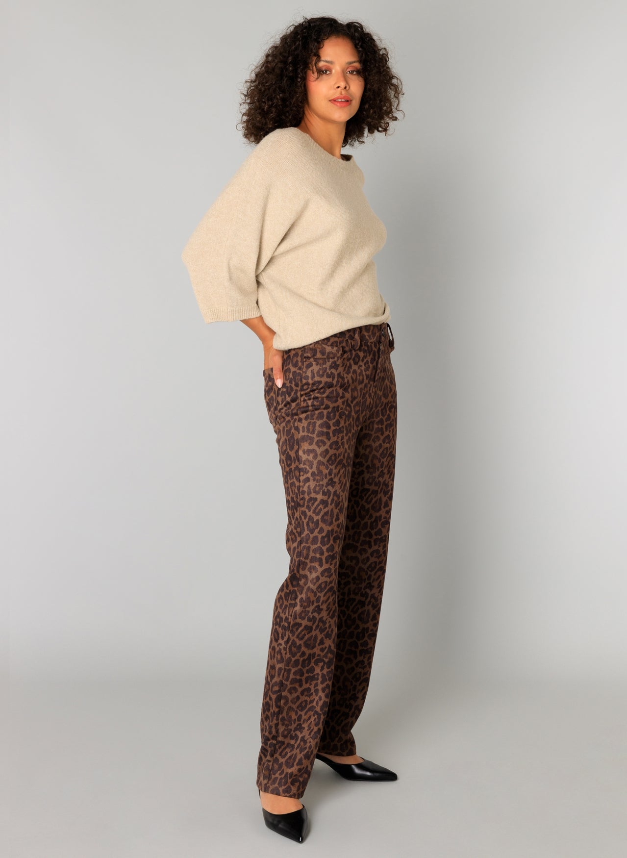 Yest broek panter print bruin model Constance leopard multi