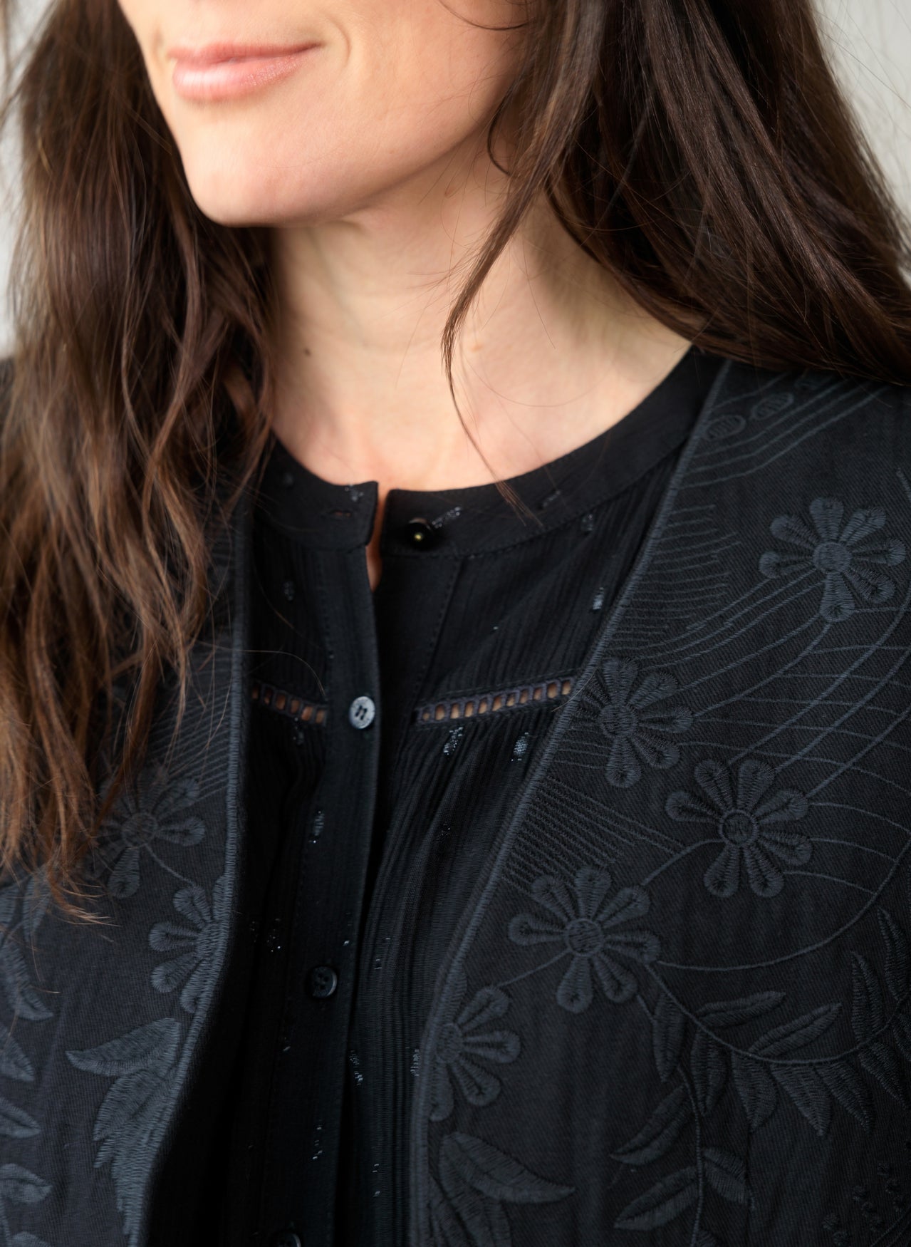 Yest gilet zwart met motief model Clarisse