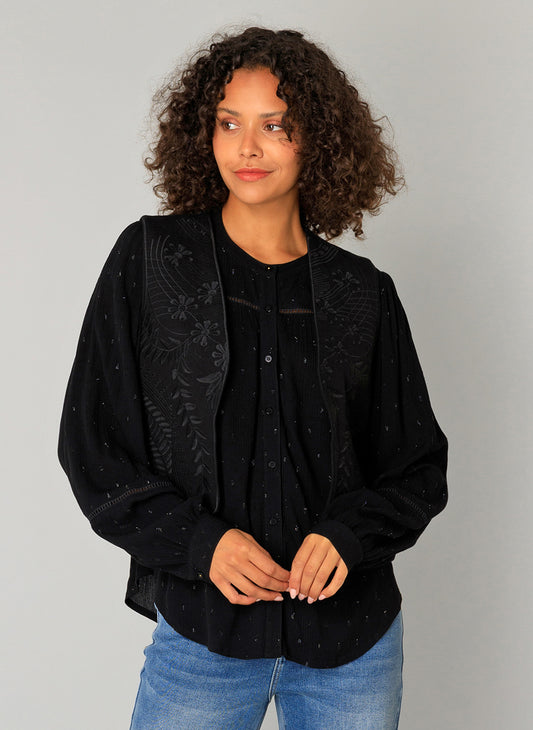 Yest gilet zwart met motief model Clarisse
