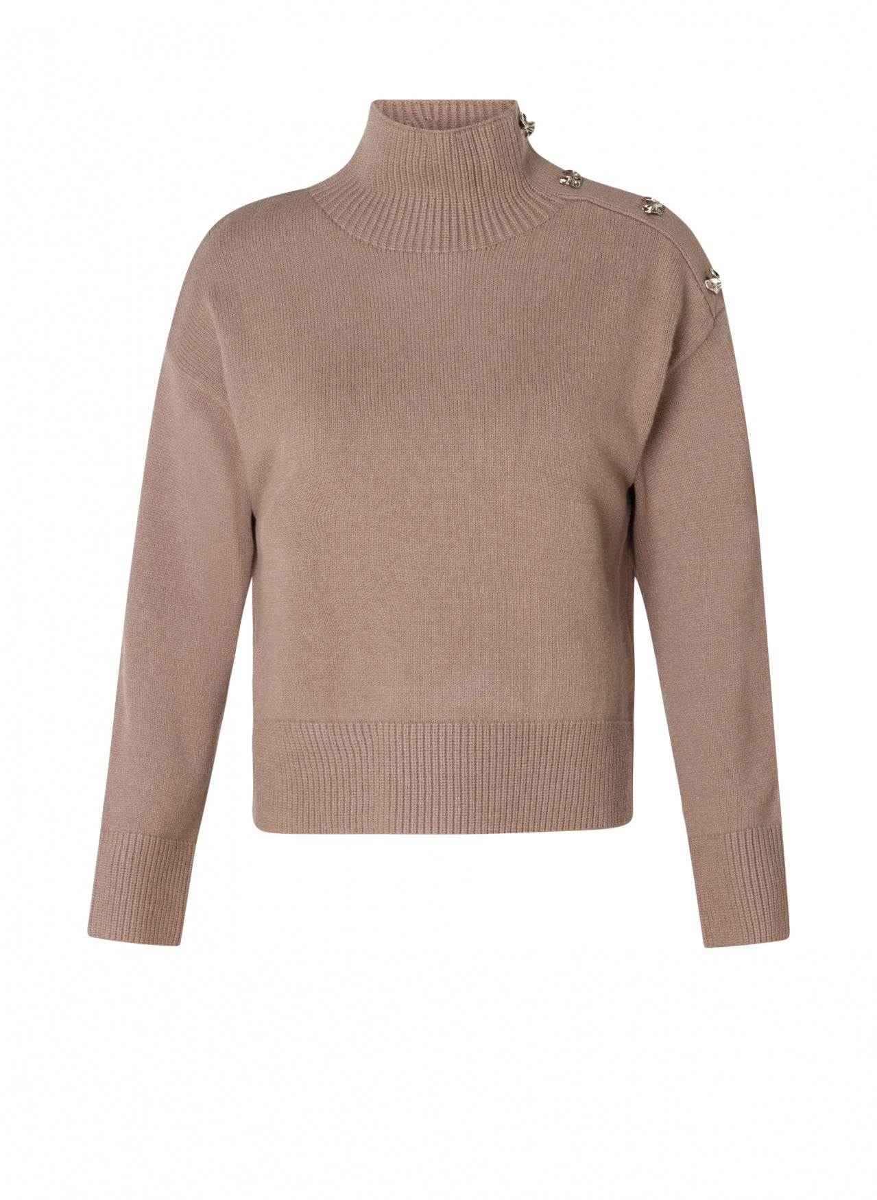 Yest trui soft taupe met knopen detail model Chantal