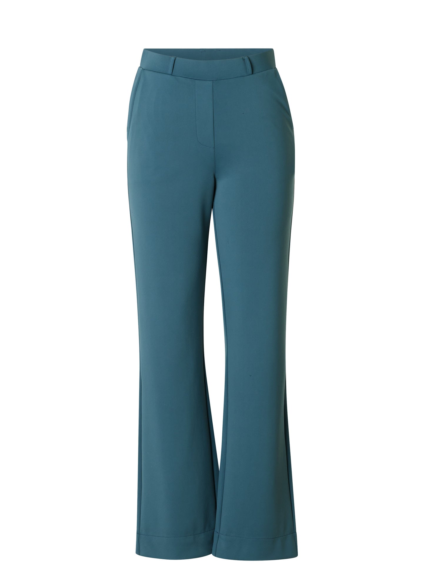 Yest pantalon travel stof flared fit model Diona teal green lengte 30