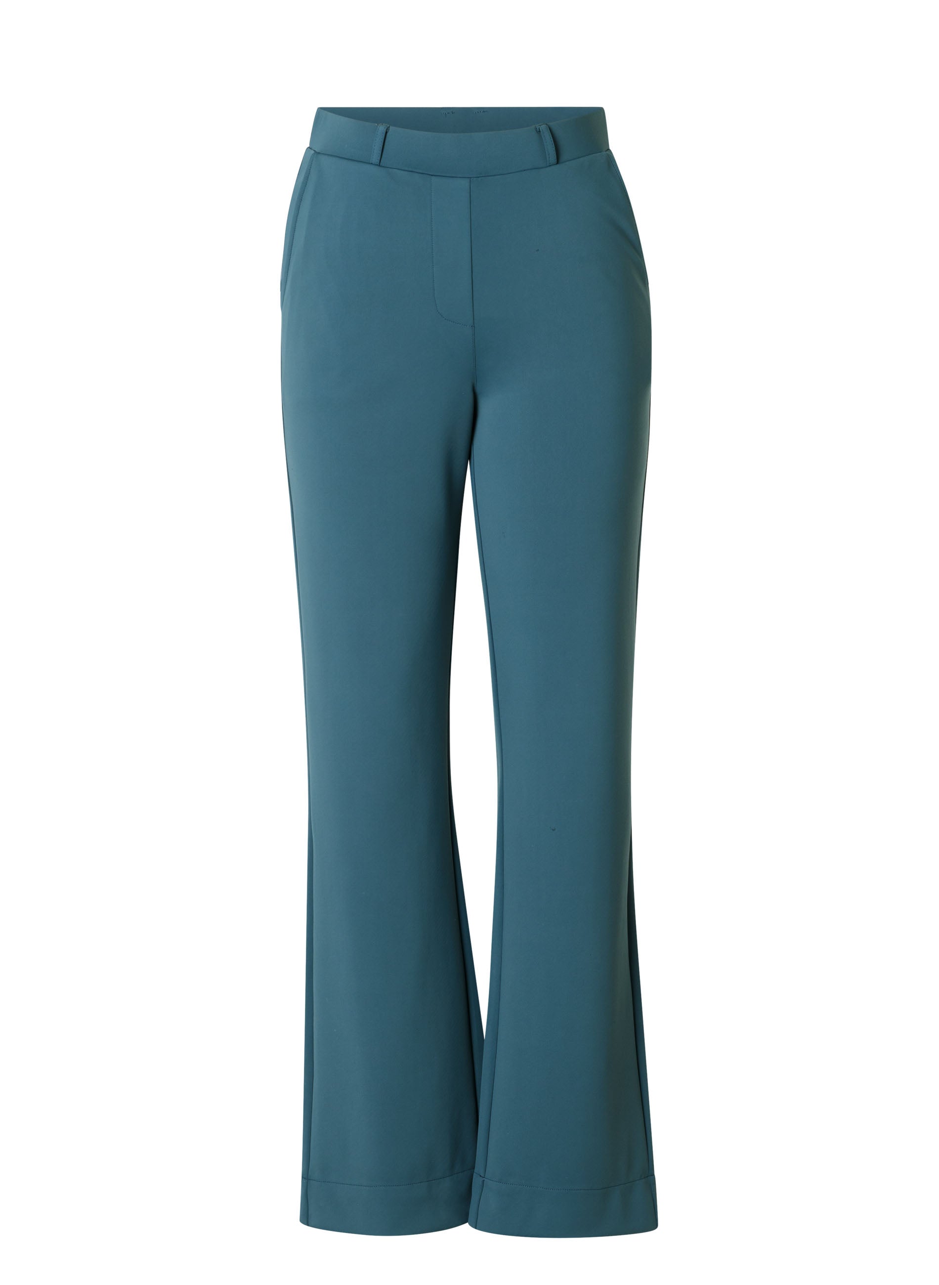 Yest pantalon travel stof flared fit model Diona teal green lengte 30