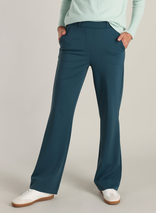Yest pantalon travel stof flared fit model Diona teal green lengte 30