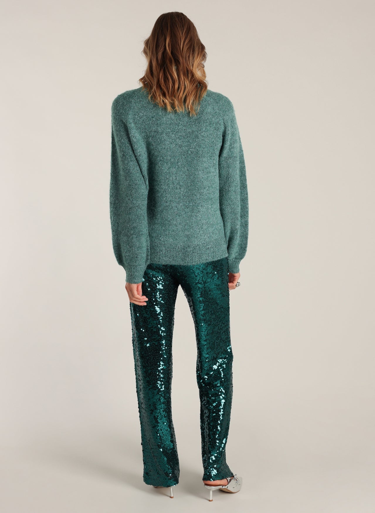 Yest trui groen/blauw model Ewa Essential dark mint melange