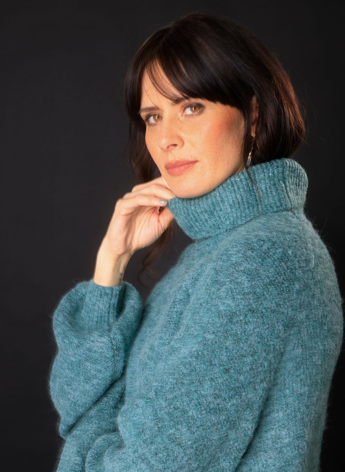 Yest trui groen/blauw model Ewa Essential dark mint melange