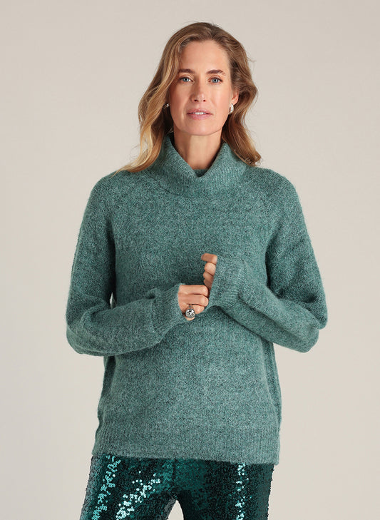 Yest trui groen/blauw model Ewa Essential dark mint melange