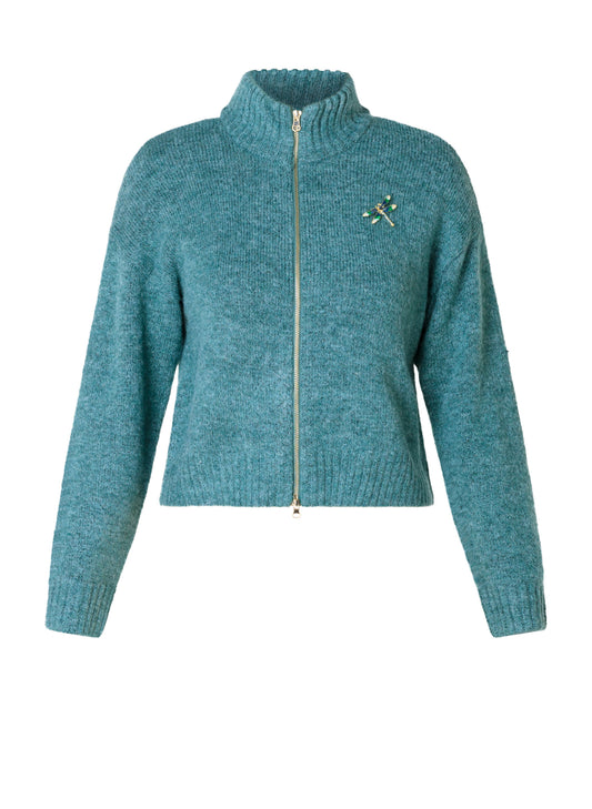 Yest vest blauw gemeleerd vest model Donika dark mint