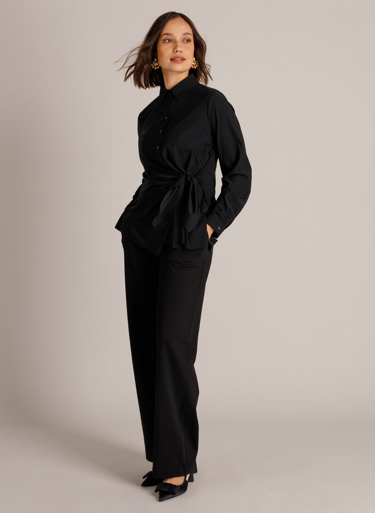Yest blouse zwart travelstof model Willine black 0006752