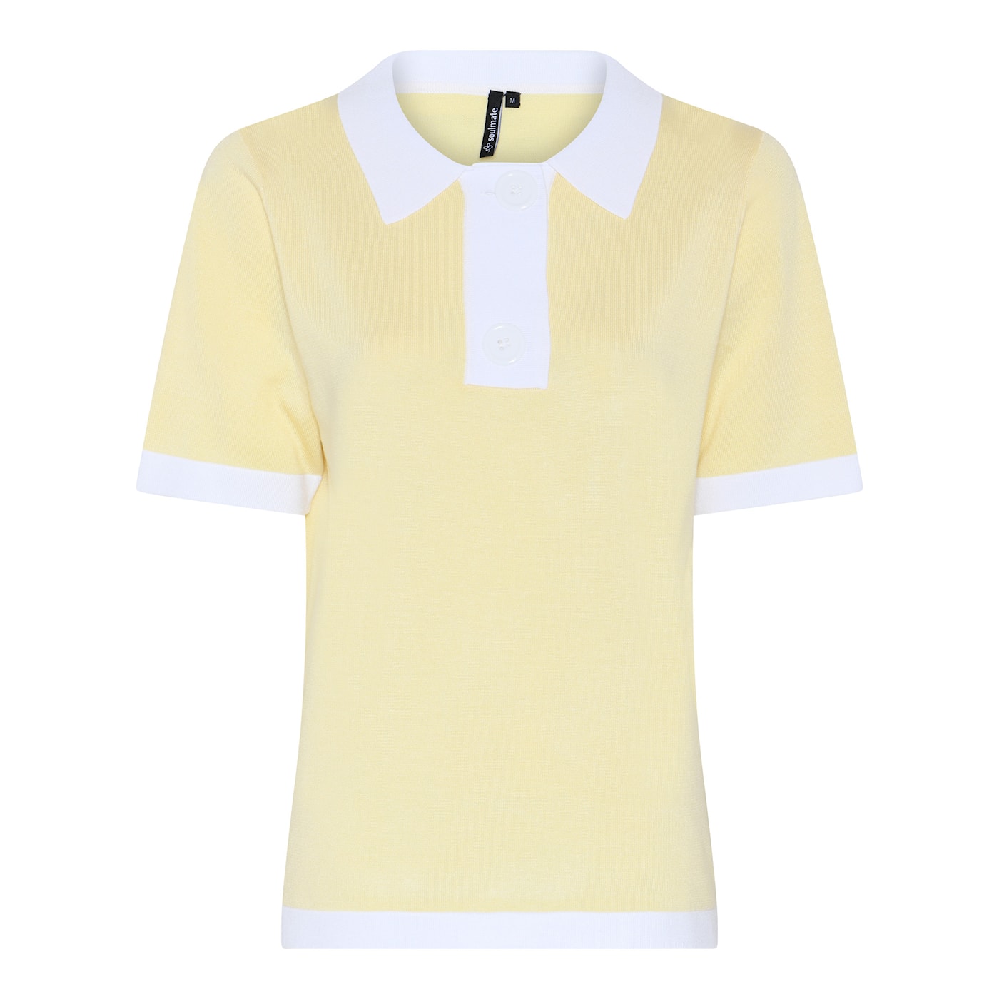 Soulmate polo geel met wit model Bellani 2 yellow