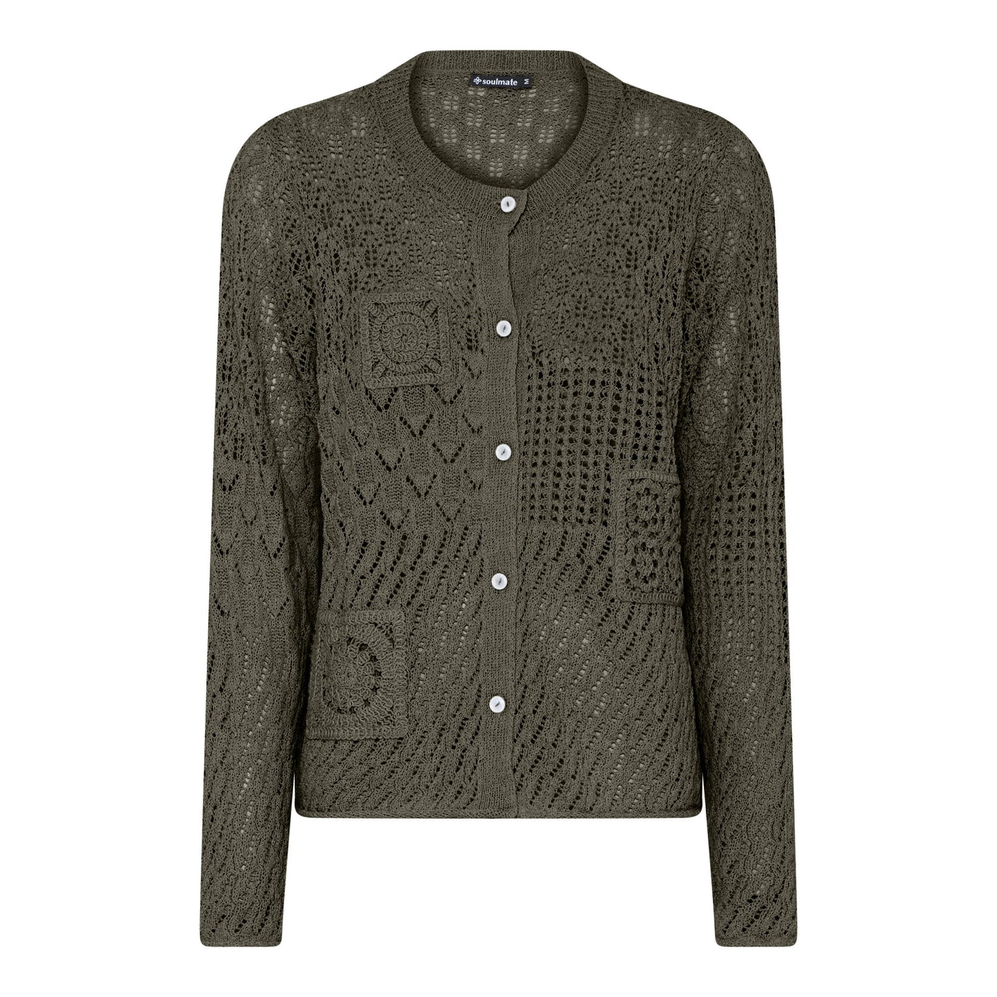 Soulmate vest groen opengewerkt kant model Rikke dark green