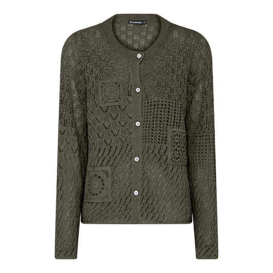 Soulmate vest groen opengewerkt kant model Rikke dark green