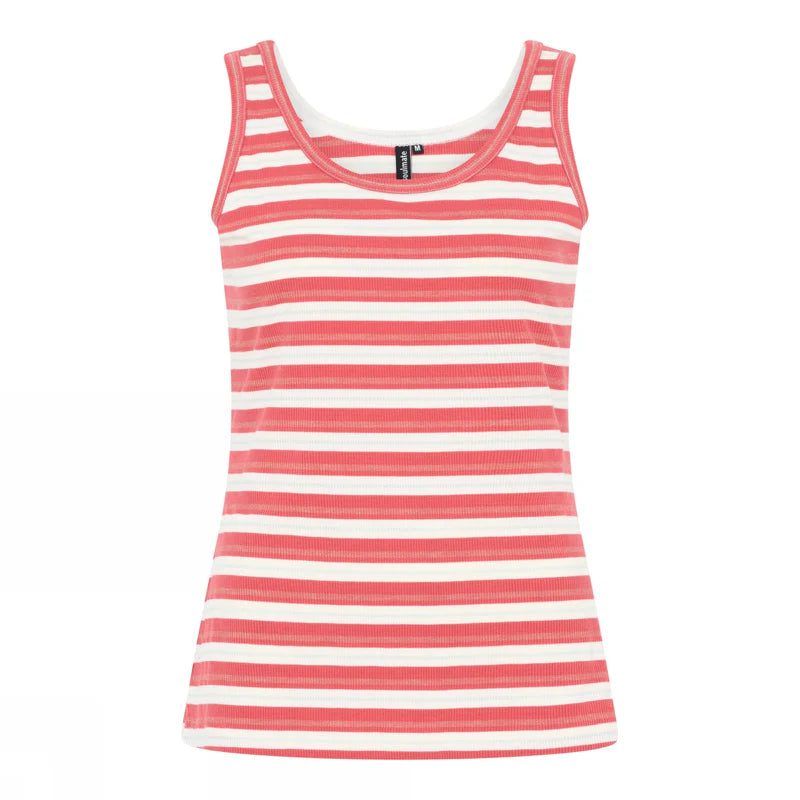 Soulmate tank top strepen koraal offwhite lurex model Billie blush