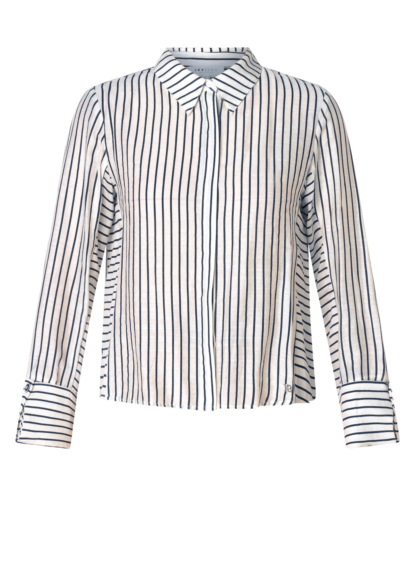Ivy Beau blouse zwart wit gestreept model Syra pinstripe