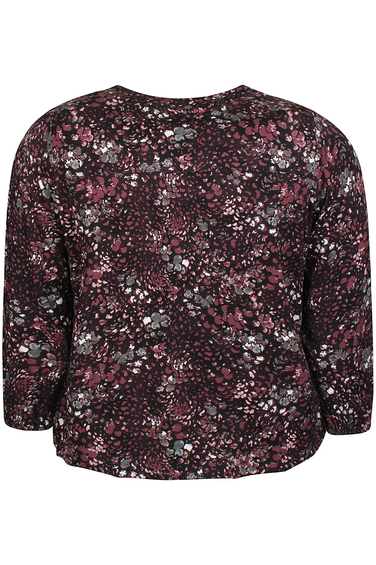 Zhenzi shirt zwart groen met bordeaux print model Sylva 201017