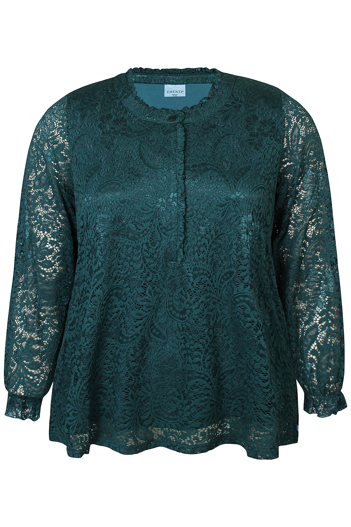 Zhenzi shirt met kant teal petrol kleur model Tist 1110