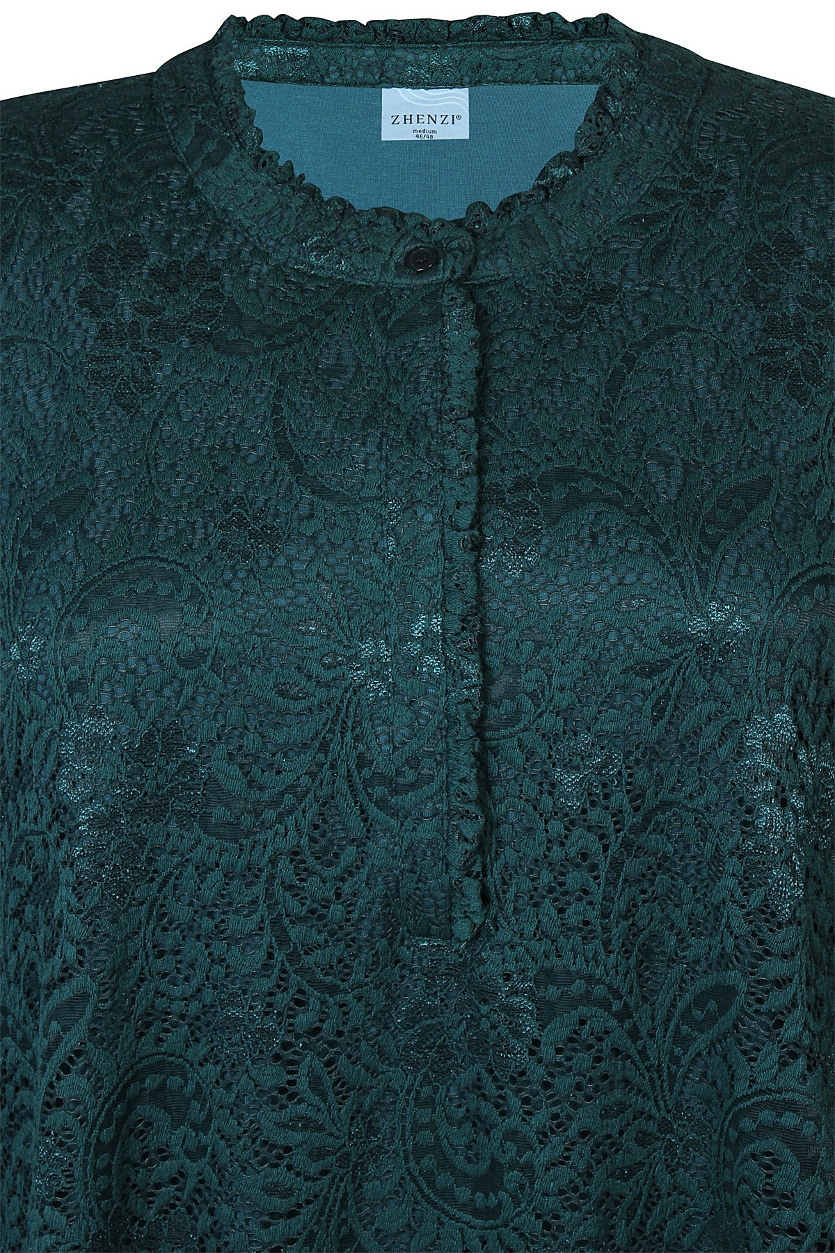 Zhenzi shirt met kant teal petrol kleur model Tist 1110