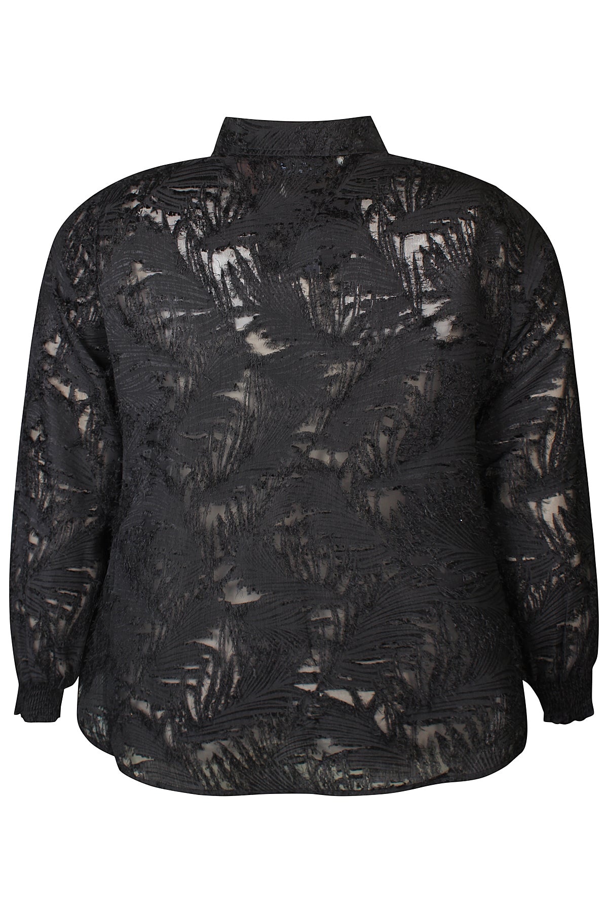 Zhenzi blouse zwart met structuur print model Tyra 1123