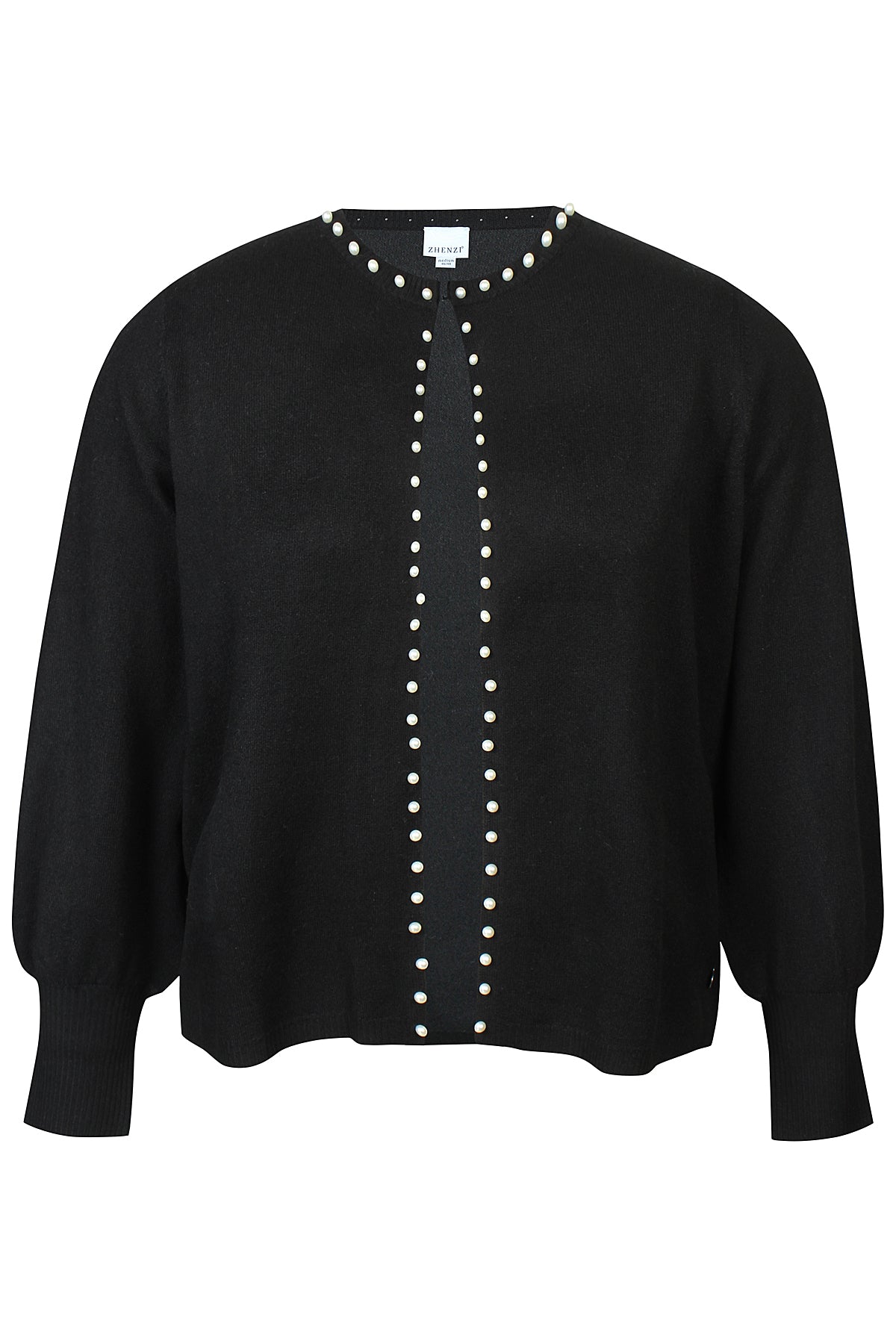 Zhenzi vest zwart met parels model Elga 201240 cardigan