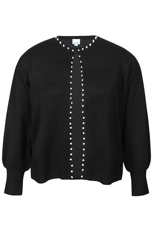 Zhenzi vest zwart met parels model Elga 201240 cardigan