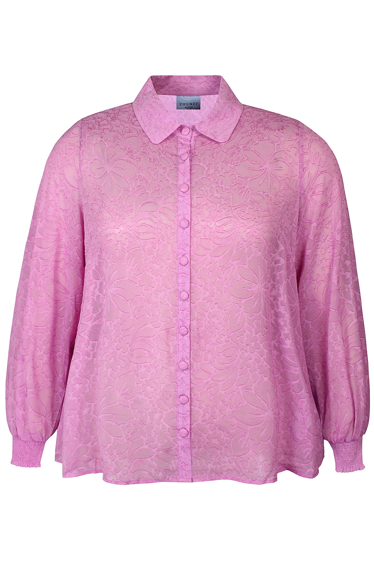 Zhenzi blouse roze met print licht doorschijnend model Marin Pink