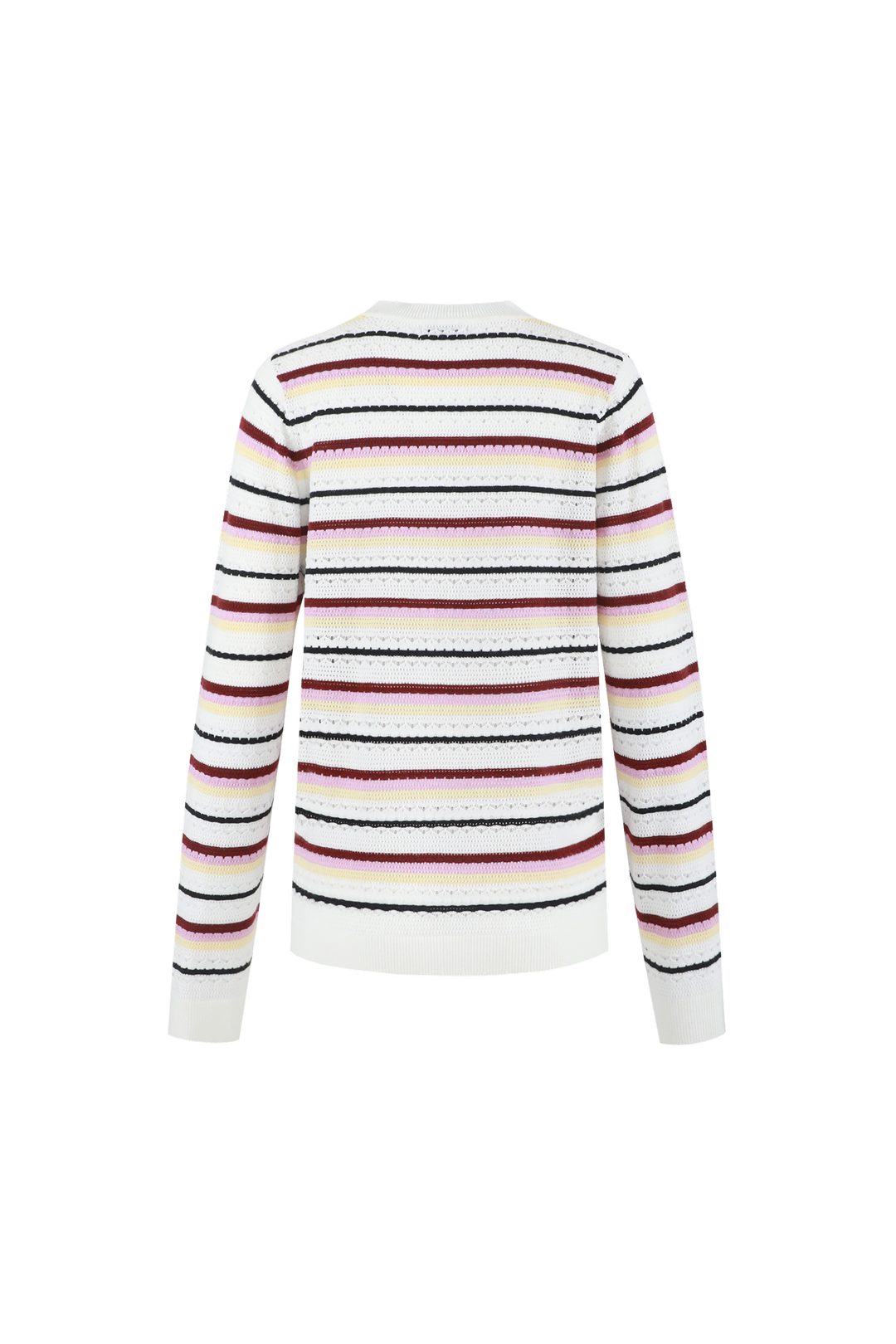 Fluresk trui offwhite gestreept met geel,rood en roze model Brienna knit sweater
