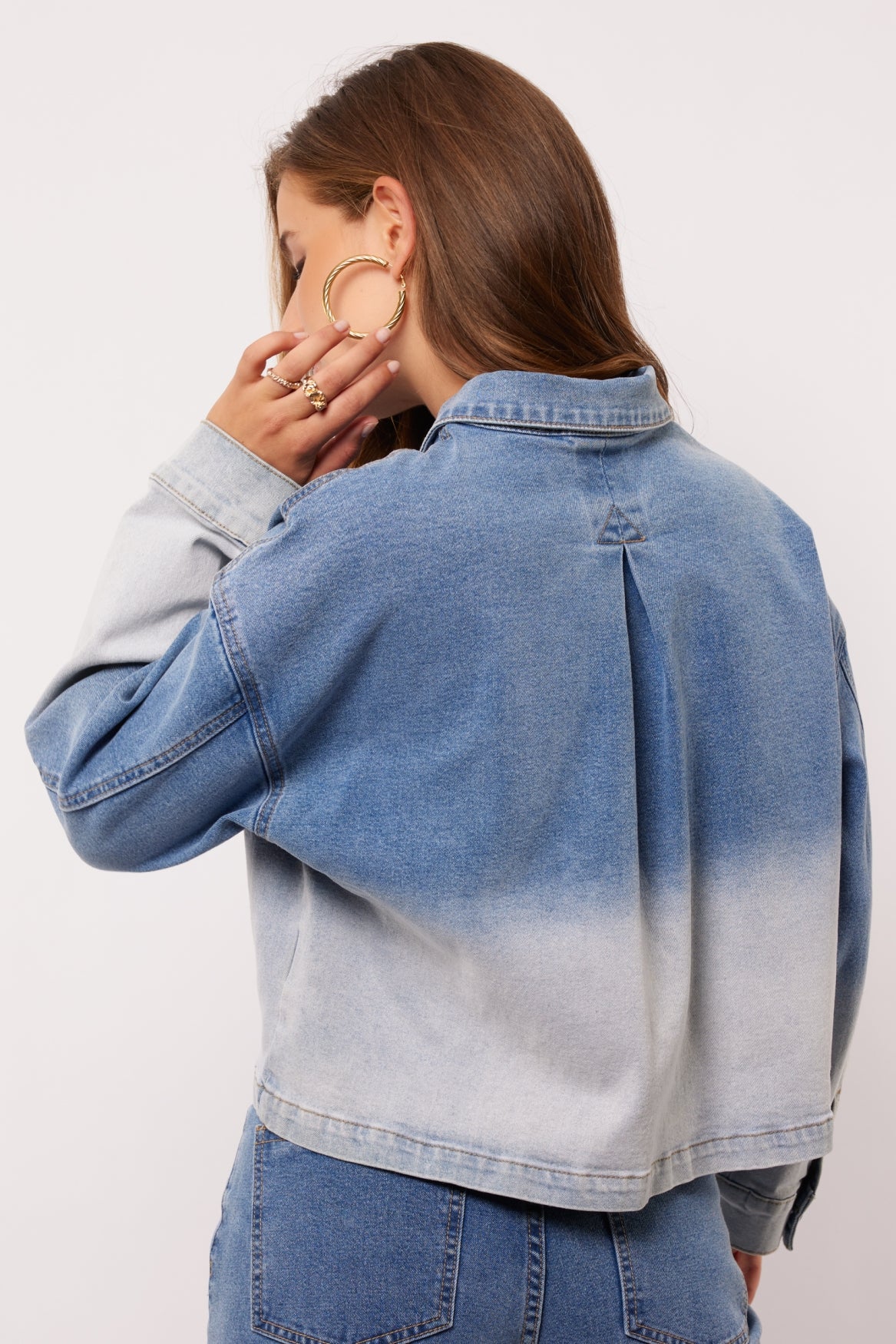 Fluresk jeans jasje blouse cropped fit marenna jacket dip dye