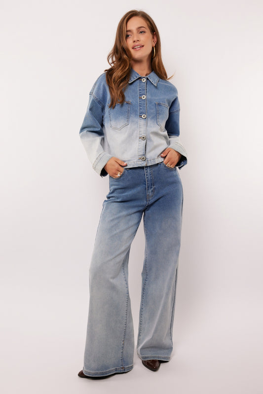 Fluresk jeans blauw model adalaine pants dip dye