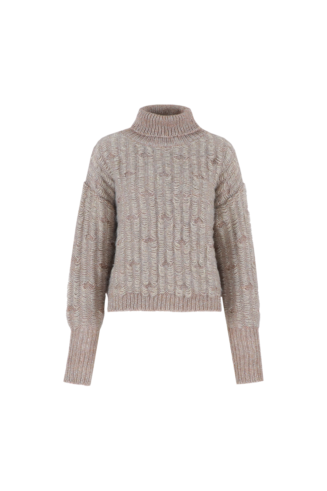 Fluresk trui beige met lurex detail model Lira warm taupe sand