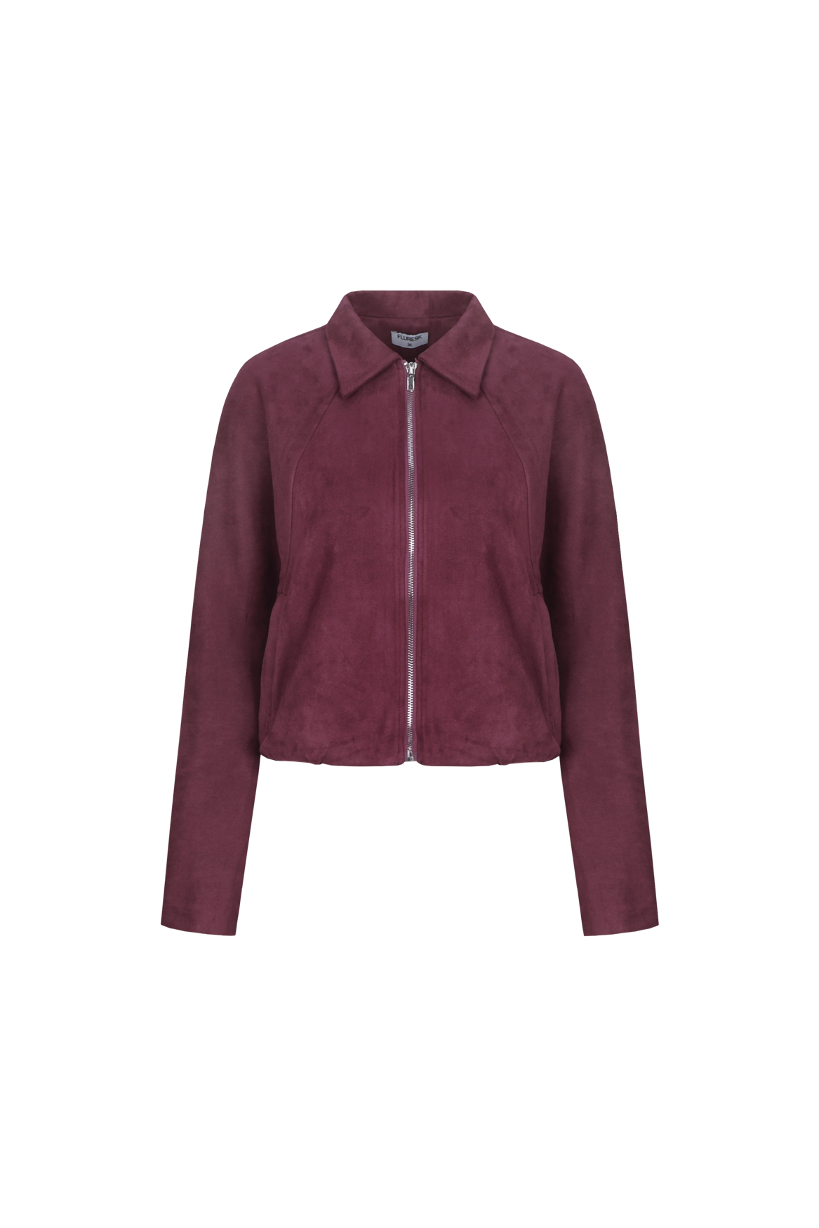 Fluresk suede look jasje bordeaux rood model Ginny jacket mulberry