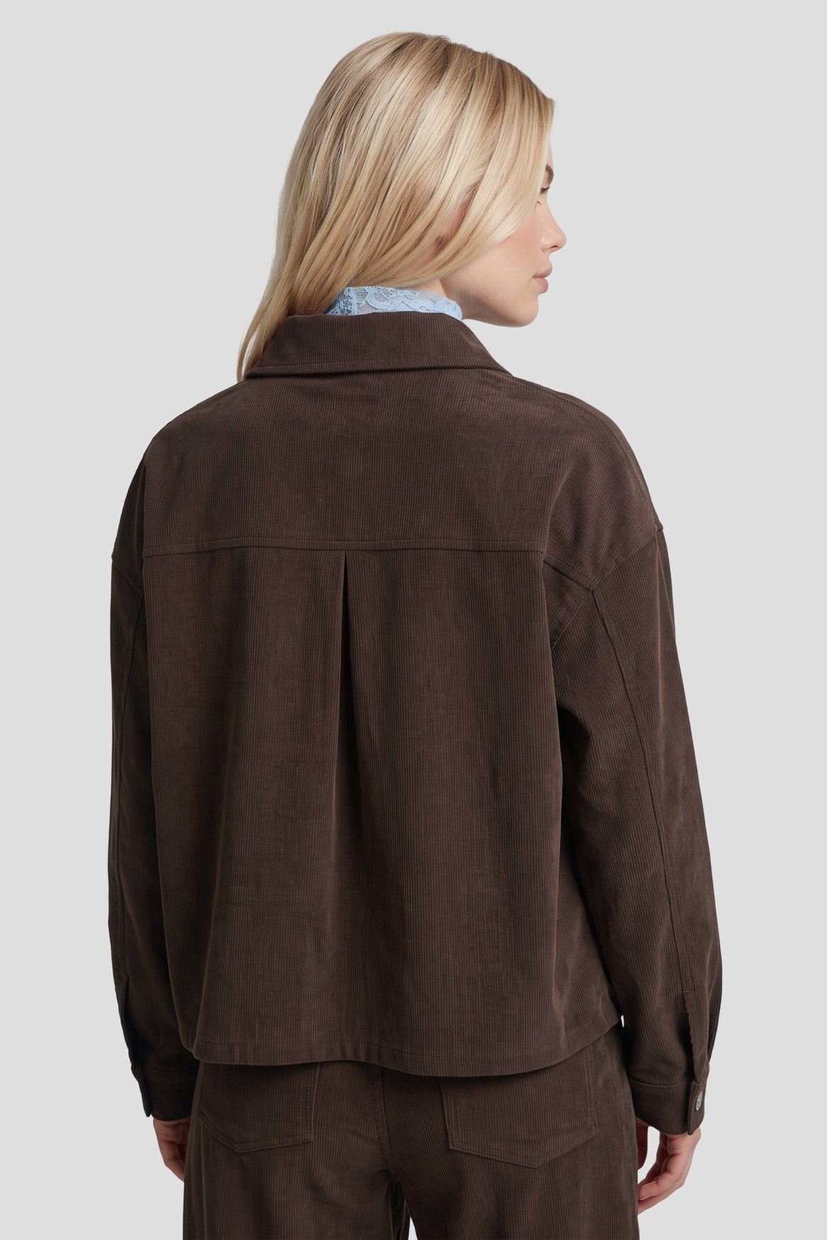 Fluresk bruine rib blouse jasje model Solene blouse dark chocolate