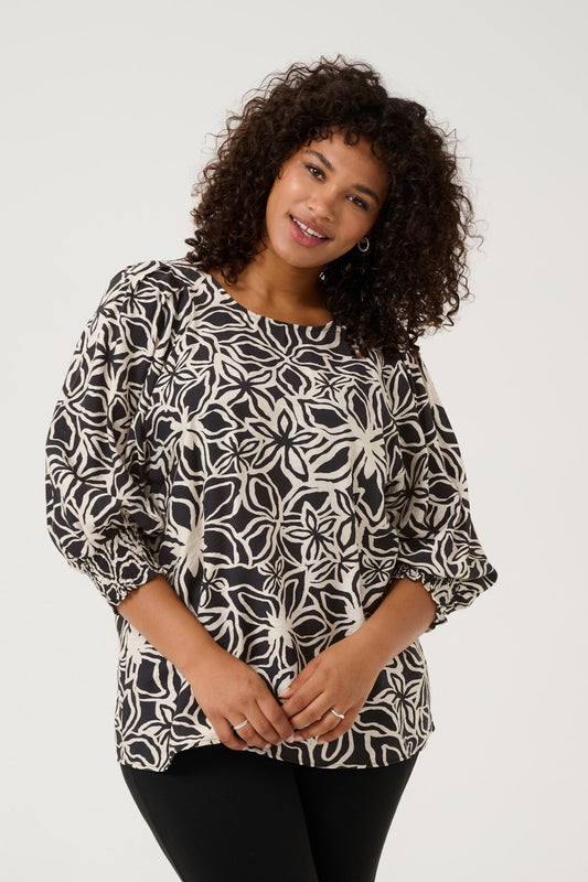 Kaffe Curve blouse zwart wit KChaliah