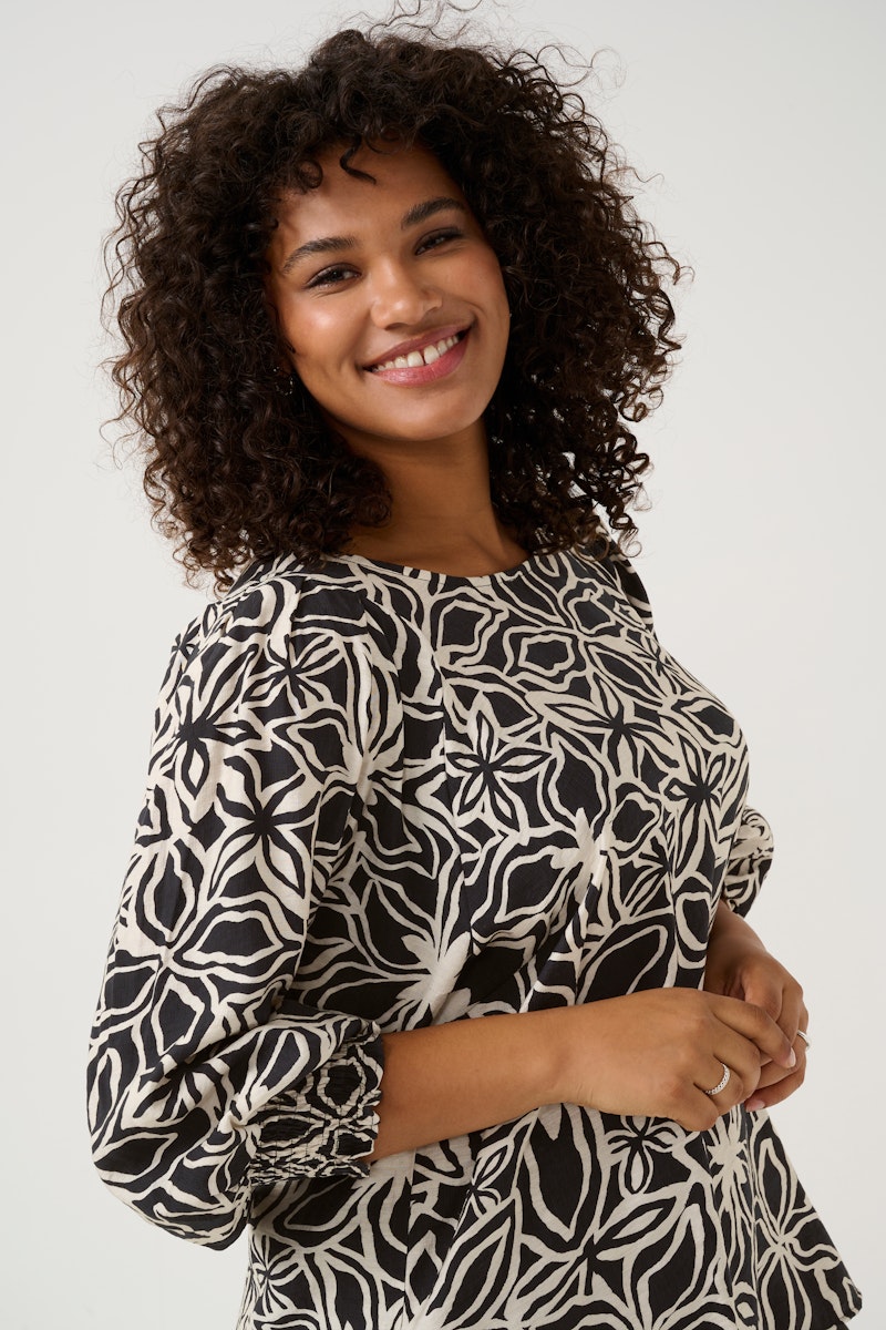Kaffe Curve blouse zwart wit KChaliah