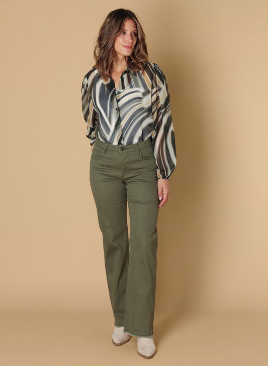 Ivy Beau jeans groen recht straight model Sis olive