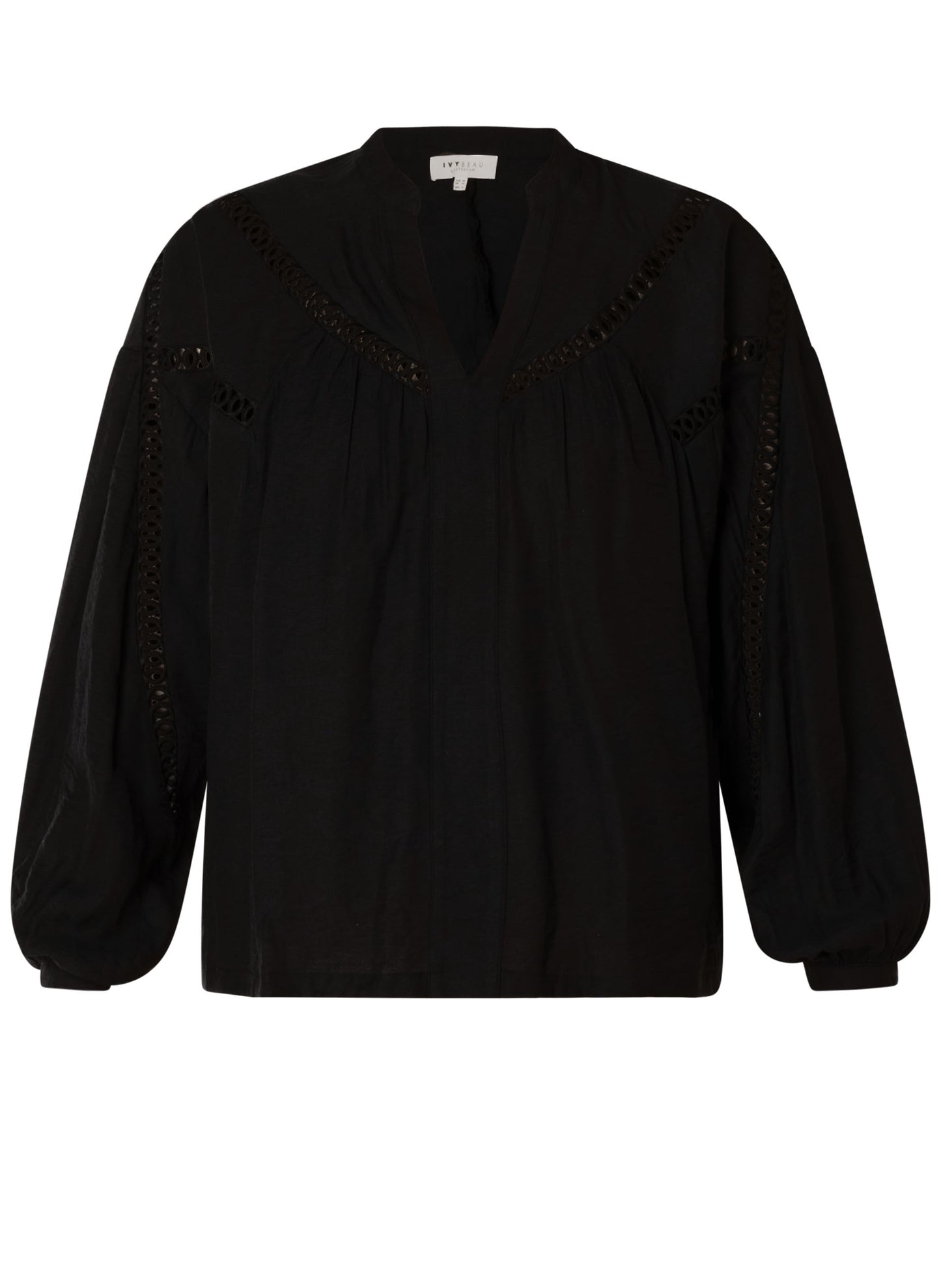 Ivy Beau blouse zwart met kant detail model Soumia