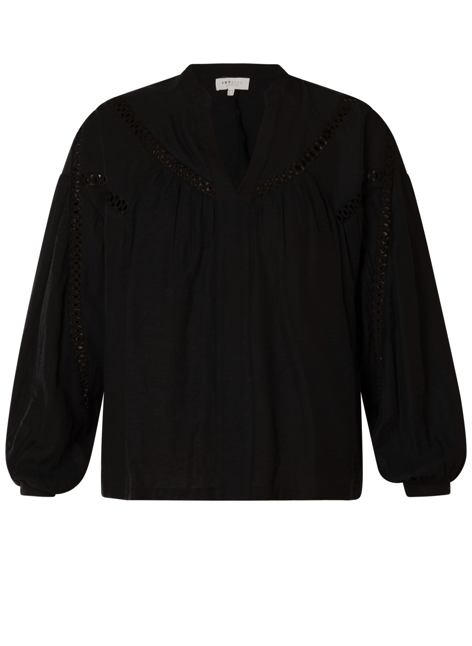 Ivy Beau blouse zwart met kant detail model Soumia