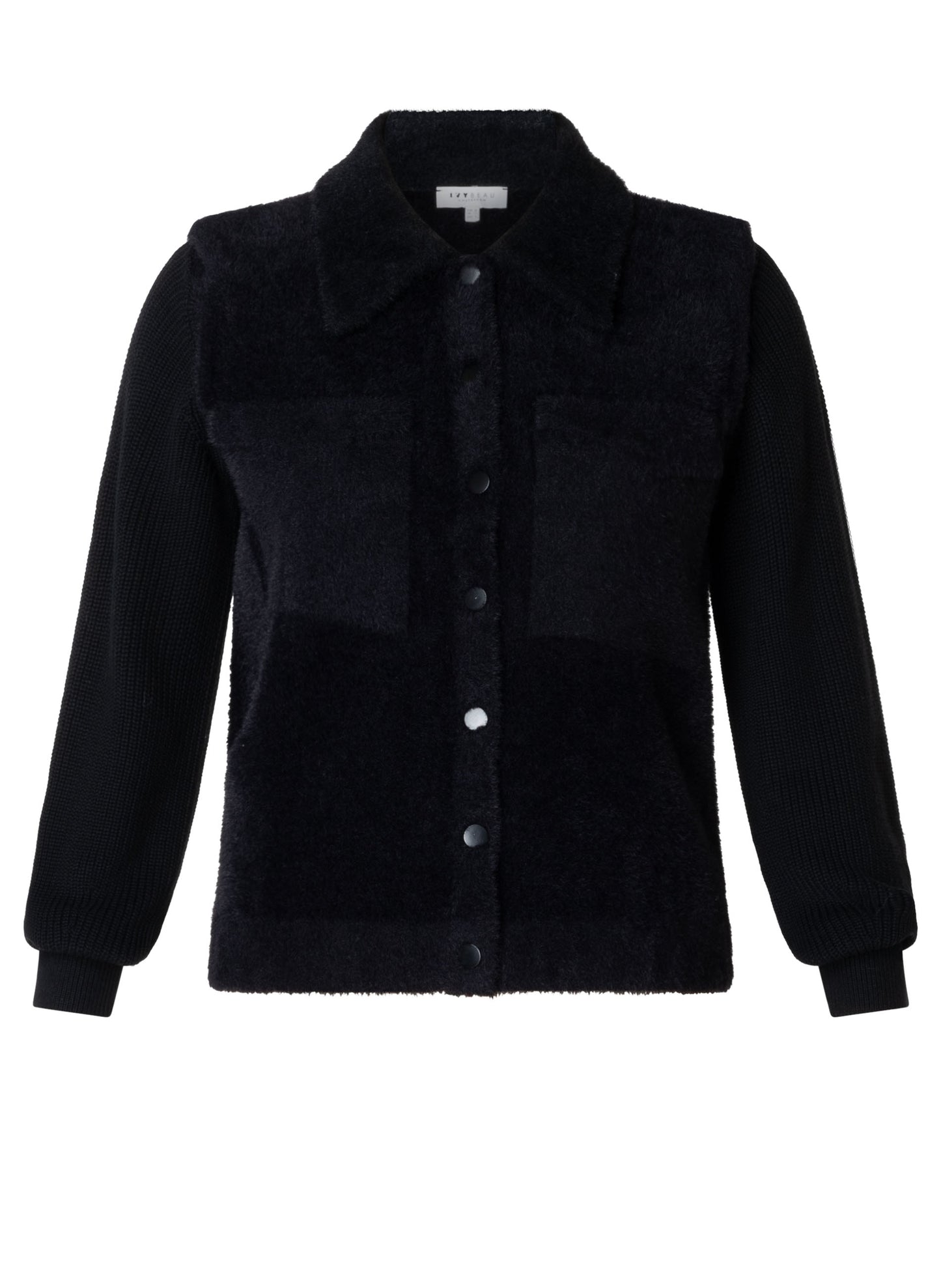 Ivy Beau vest zwart faux fur detail model Alyssa black