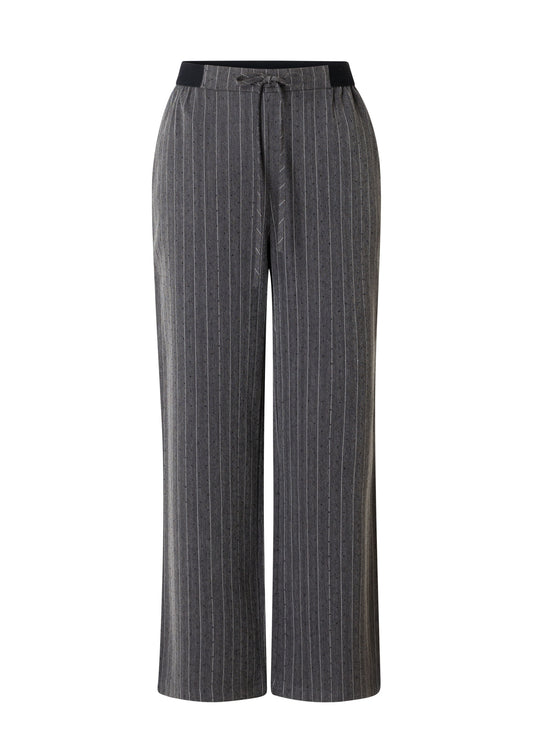 Ivy Beau pantalon donker grijs pinstripe met strass model Amalia