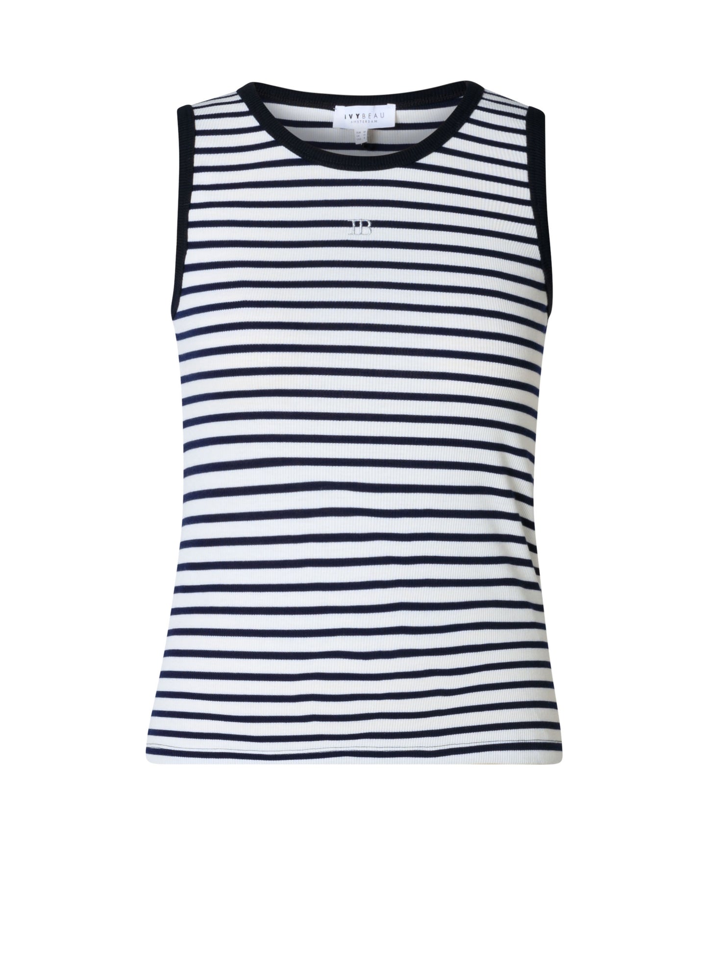 Ivy Beau tank top gestreept offwhite donker blauw model Vanida navy