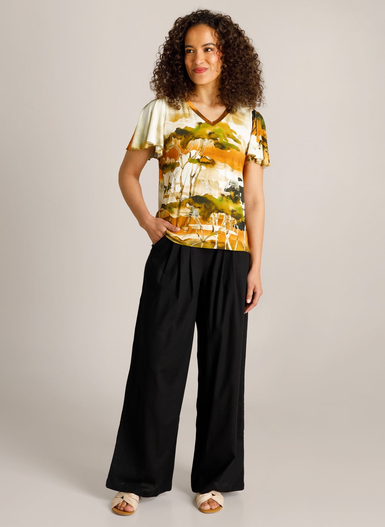Ivy Beau T-shirt groen bruine print model Caya kit multi