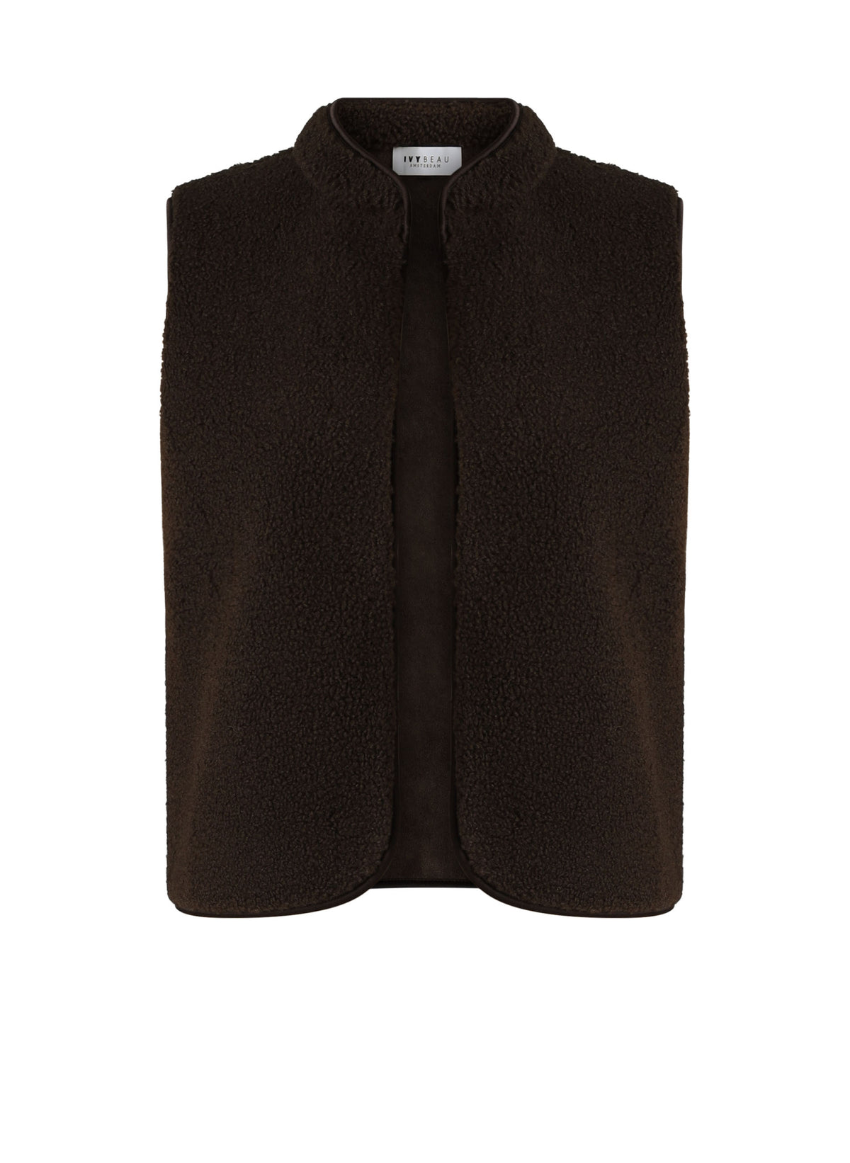 Ivy Beau teddy gilet bruin model Kyla chocolate brown