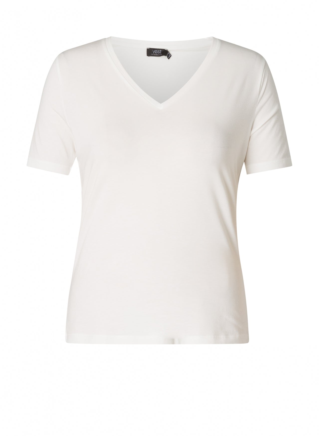 Yesta T-shirt wit met V-hals Wieteke