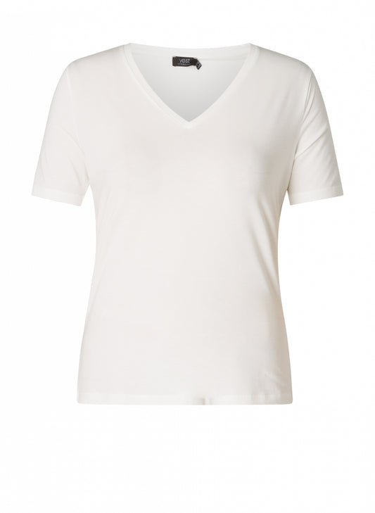 Yesta T-shirt wit met V-hals Wieteke