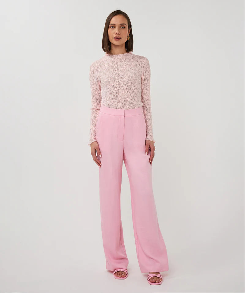 Esqualo pantalon roze twill wide broek SP26.10048 romance rose